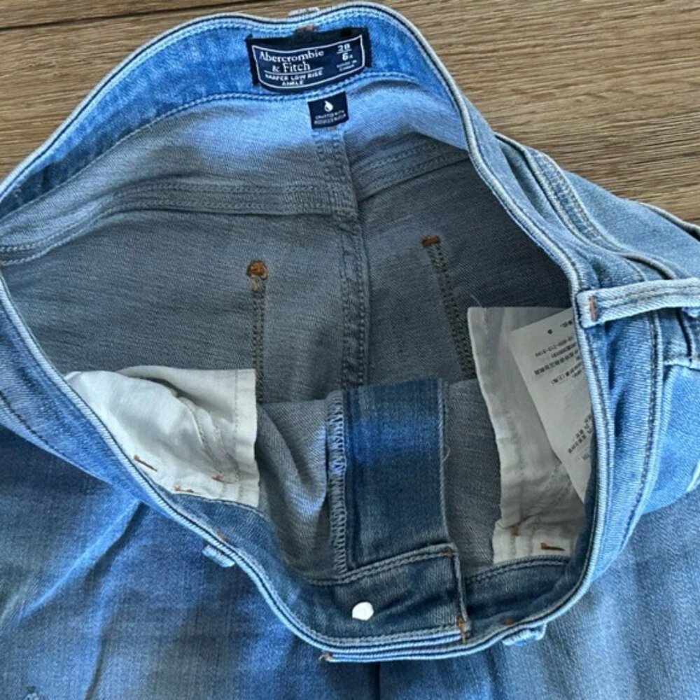 Abercrombie & Fitch Harper Low Rise Ankle Embroidered Distressed Jeans Sz 28/6 - Picture 9 of 16